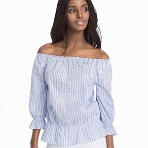 WHBM Off the Shoulder Striped Top